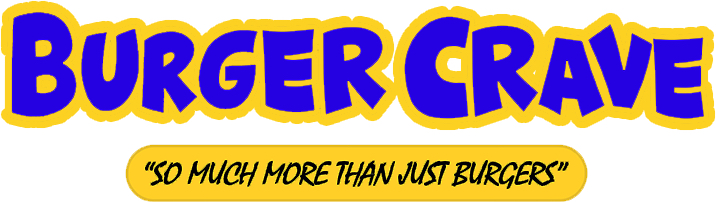 Burger Crave blue and yellow wordmark